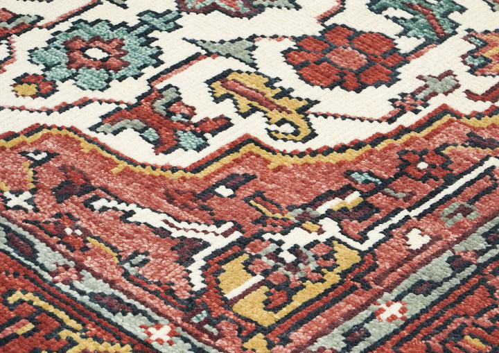 5x8 Rust, Ivory, Blush Color Hand Knotted Oushak Wool Traditional Oriental Rug