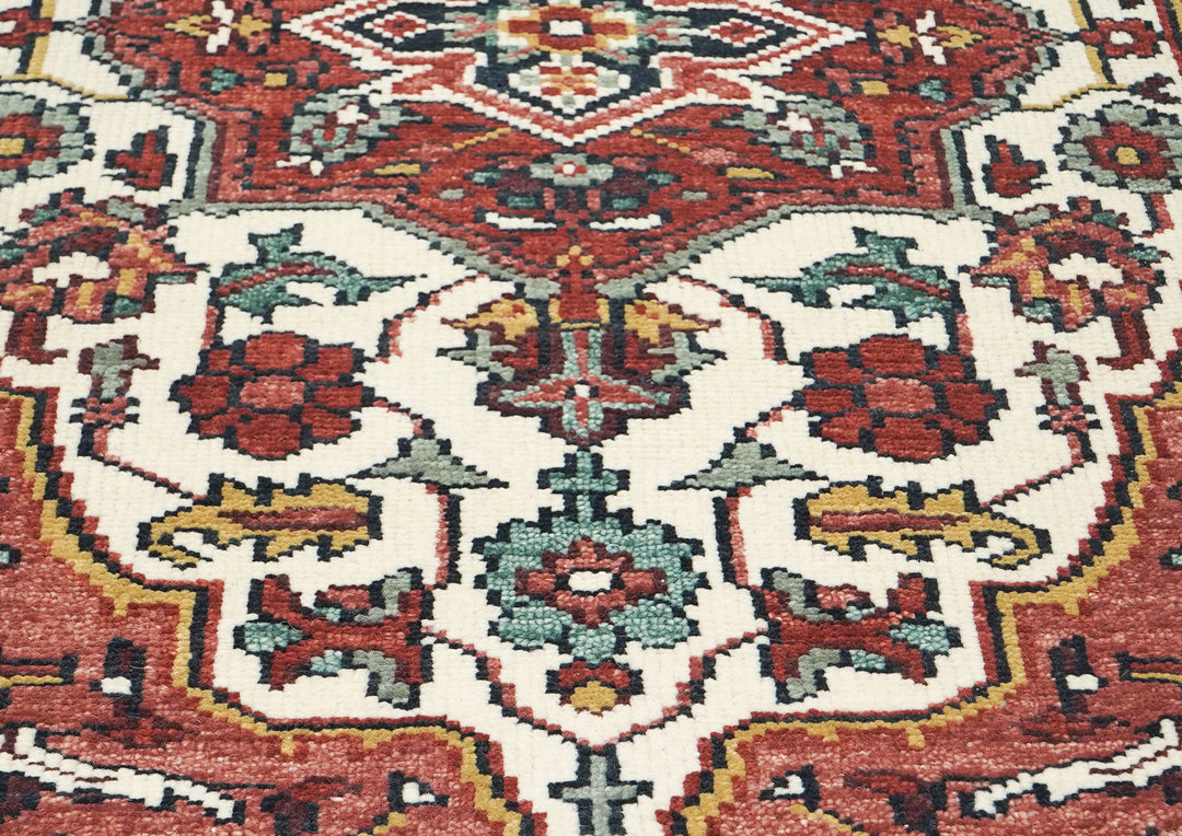 5x8 Rust, Ivory, Blush Color Hand Knotted Oushak Wool Traditional Oriental Rug