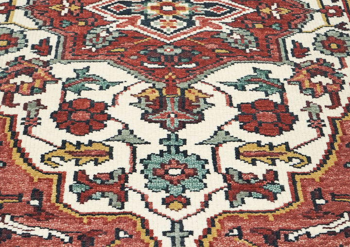 5x8 Rust, Ivory, Blush Color Hand Knotted Oushak Wool Traditional Oriental Rug