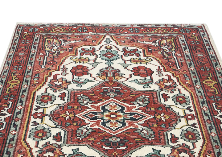 5x8 Rust, Ivory, Blush Color Hand Knotted Oushak Wool Traditional Oriental Rug