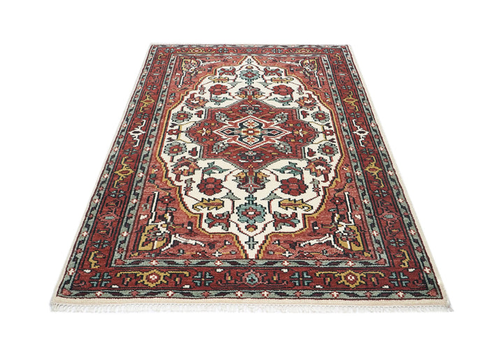 5x8 Rust, Ivory, Blush Color Hand Knotted Oushak Wool Traditional Oriental Rug
