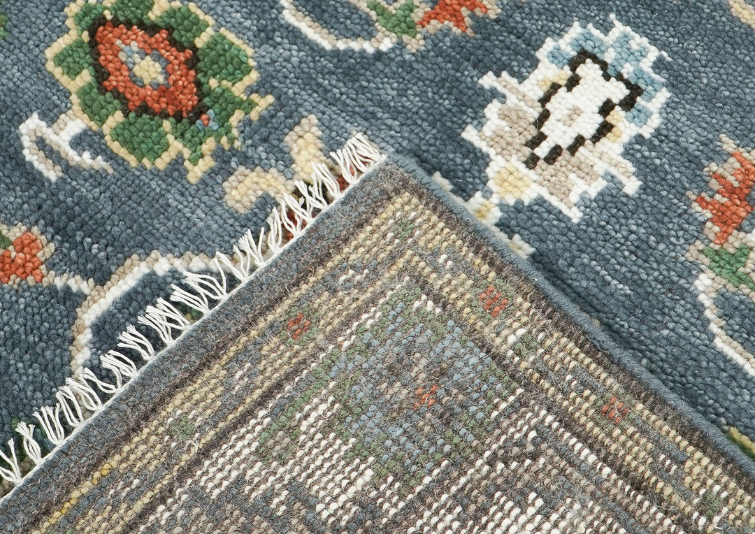 5x8 Slate, Ivory, Burnt Orange Go Color Hand Knotted Oushak Wool Arts & Crafts Oriental Rug