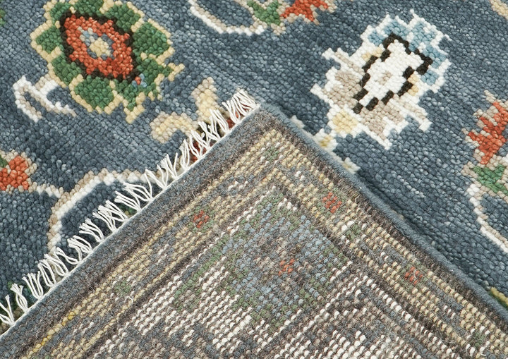 5x8 Slate, Ivory, Burnt Orange Go Color Hand Knotted Oushak Wool  Oriental Rug