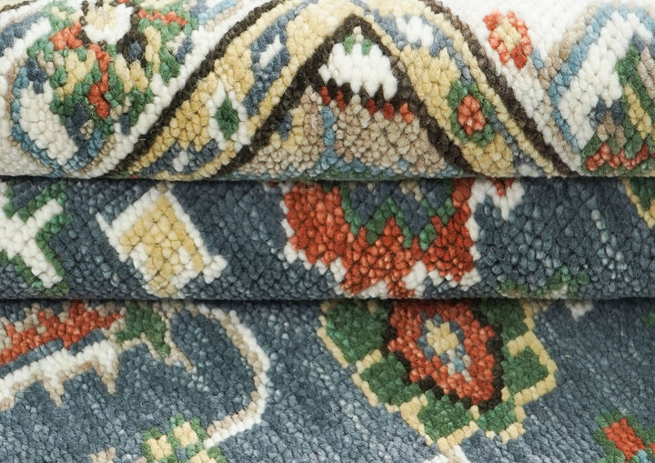 5x8 Slate, Ivory, Burnt Orange Go Color Hand Knotted Oushak Wool  Oriental Rug