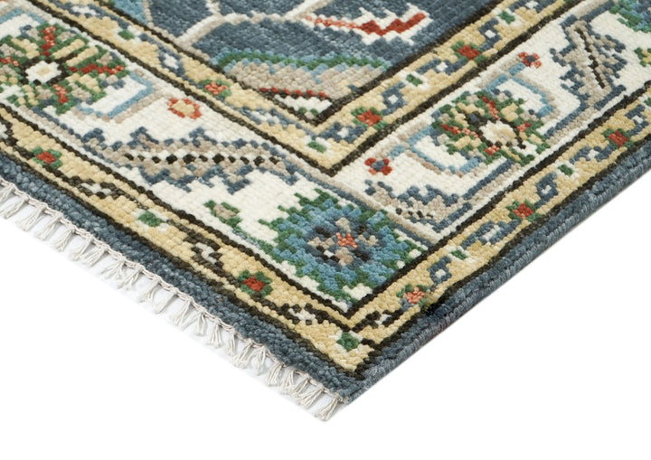 5x8 Slate, Ivory, Burnt Orange Go Color Hand Knotted Oushak Wool Arts & Crafts Oriental Rug