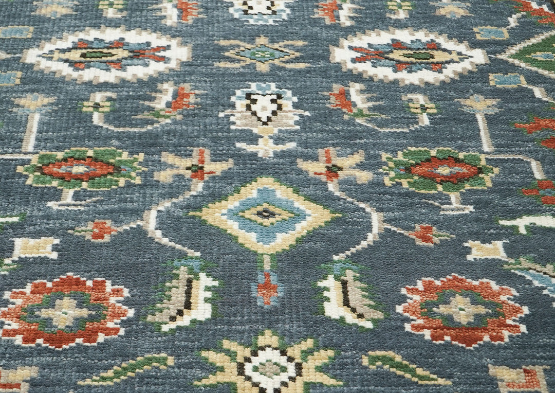 5x8 Slate, Ivory, Burnt Orange Go Color Hand Knotted Oushak Wool  Oriental Rug