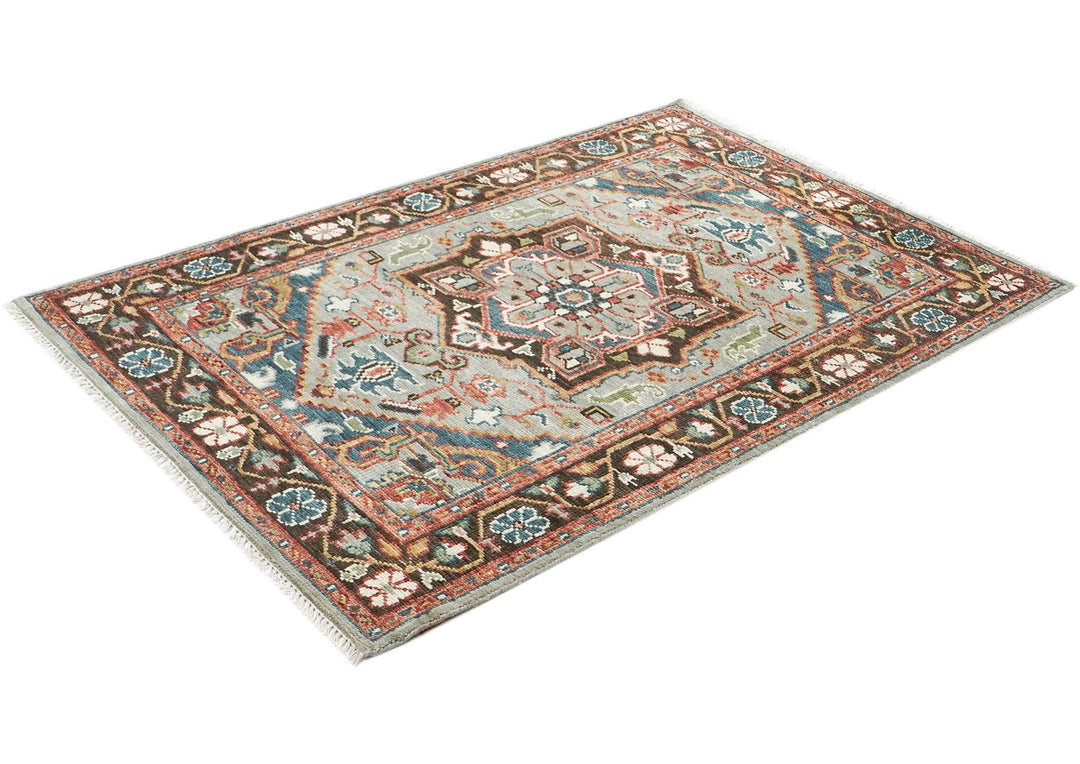 5x8 Mint, Teal, Brown Color Hand Knotted Oushak Wool Traditional Oriental Rug