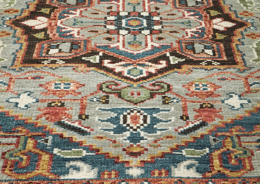 5x8 Mint, Teal, Brown Color Hand Knotted Oushak Wool Traditional Oriental Rug