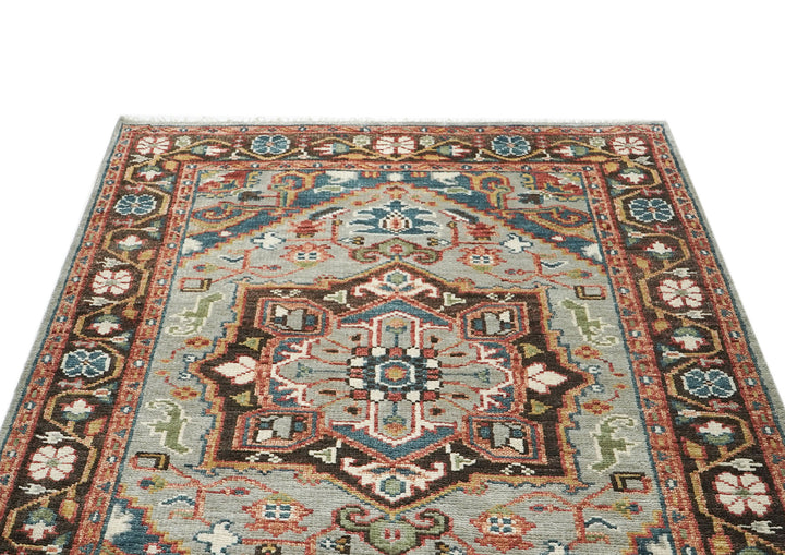 5x8 Mint, Teal, Brown Color Hand Knotted Oushak Wool Traditional Oriental Rug