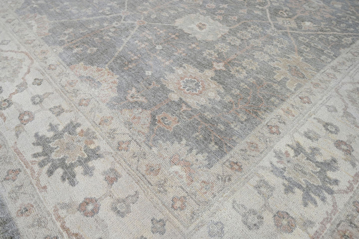 Celeste Rugs Hand Knotted 8x10 Wool Oriental Area Rug Gray with a Classic Turkish Oushak Pattern.