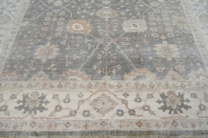 Celeste Rugs Hand Knotted 8x10 Wool Oriental Area Rug Gray with a Classic Turkish Oushak Pattern.