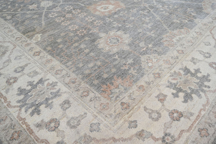 Celeste Rugs Hand Knotted 8x10 Wool Oriental Area Rug Gray with a Classic Turkish Oushak Pattern.