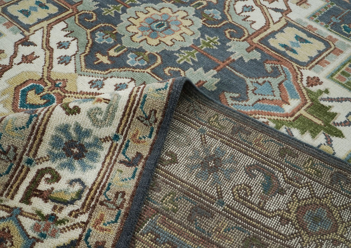 10x14 Blue, Ivory, Green Color Hand Knotted Oushak Wool  Oriental Rug