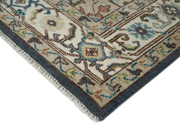 10x14 Blue, Ivory, Green Color Hand Knotted Oushak Wool  Oriental Rug