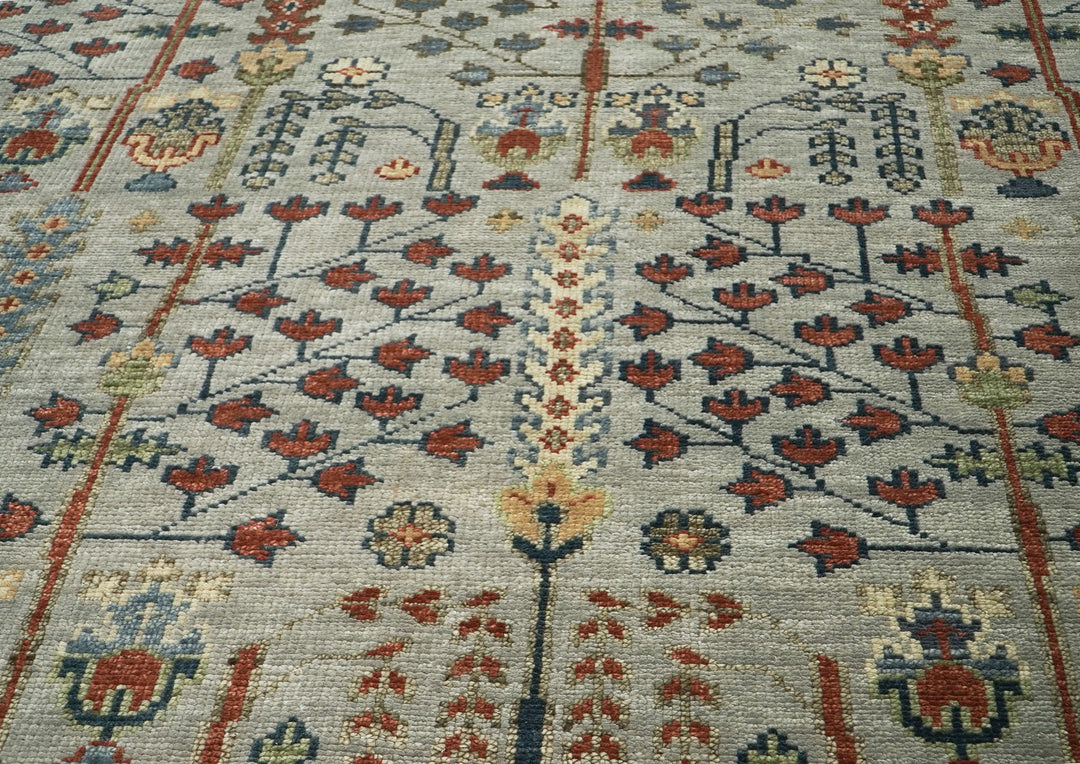 10x14 Slate, Rust, Blue Color Hand Knotted Oushak Wool Transitional Oriental Rug
