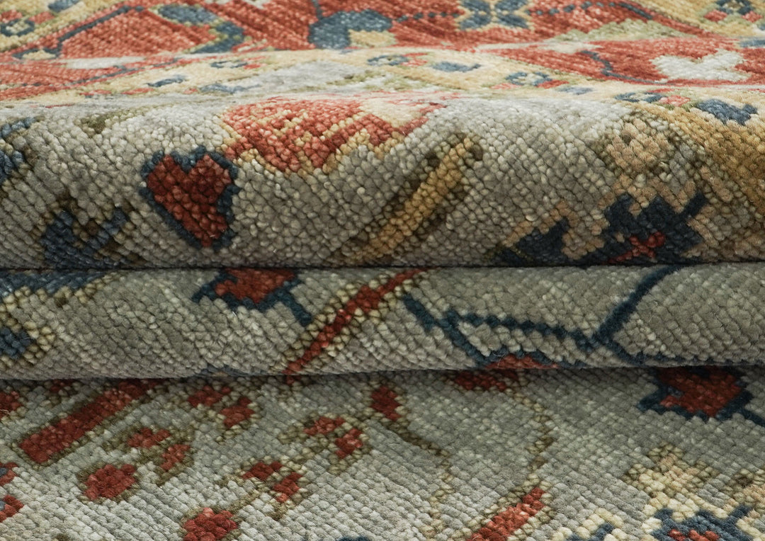 10x14 Slate, Rust, Blue Color Hand Knotted Oushak Wool Transitional Oriental Rug