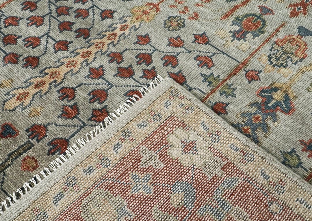 10x14 Slate, Rust, Blue Color Hand Knotted Oushak Wool Transitional Oriental Rug