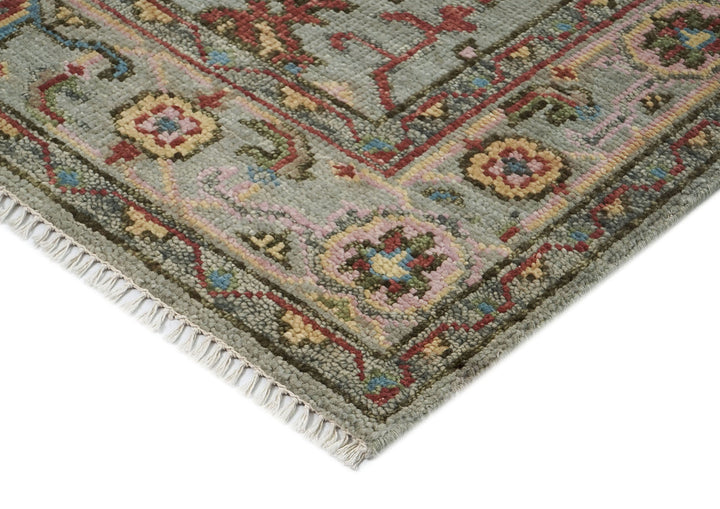 5x8 Moss, Gray, Rust Color Hand Knotted Oushak Wool  Oriental Rug