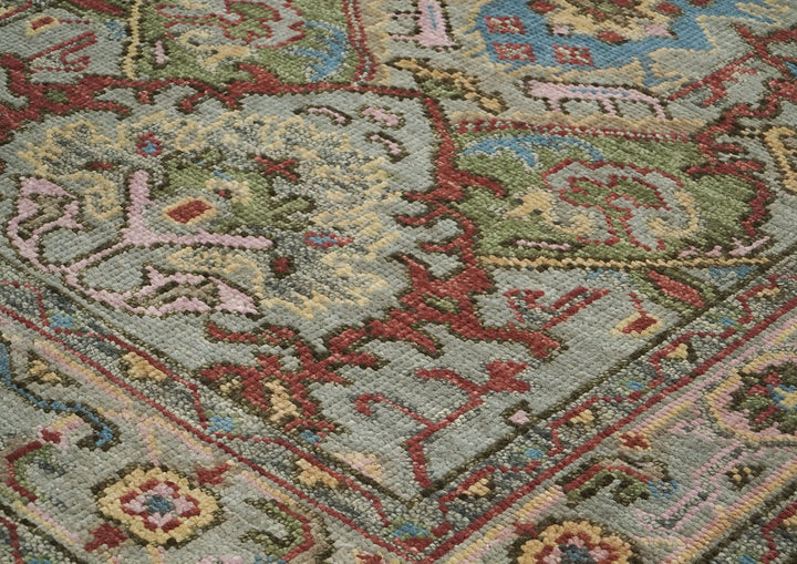 5x8 Moss, Gray, Rust Color Hand Knotted Oushak Wool  Oriental Rug