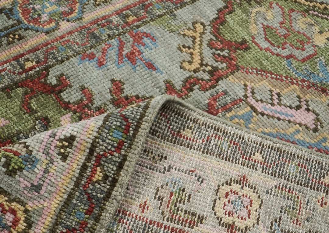 5x8 Moss, Gray, Rust Color Hand Knotted Oushak Wool  Oriental Rug