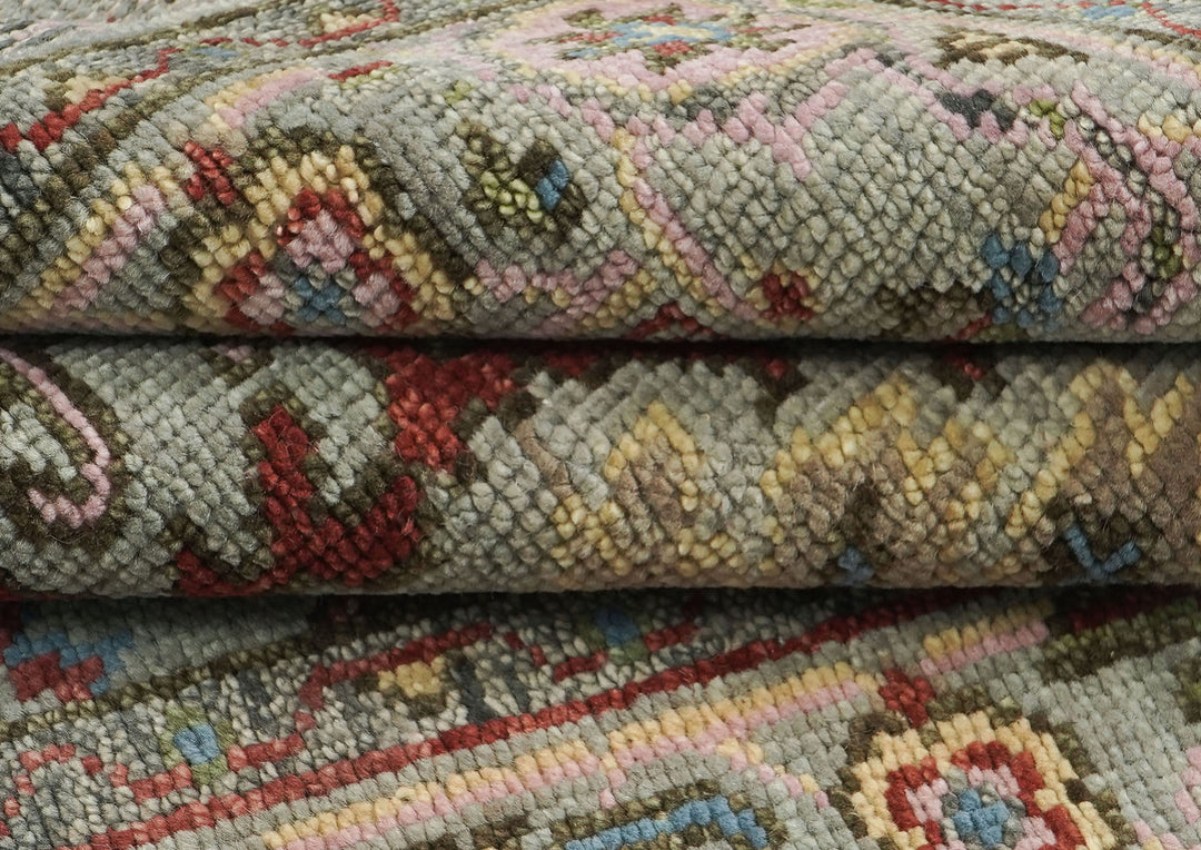 5x8 Moss, Gray, Rust Color Hand Knotted Oushak Wool  Oriental Rug