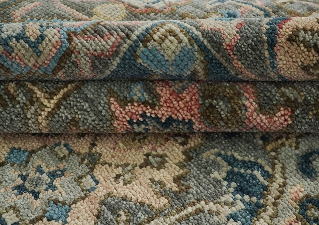 10x14 Gray, Blue, Beige Color Hand Knotted Oushak Wool Arts and Crafts Oriental Rug