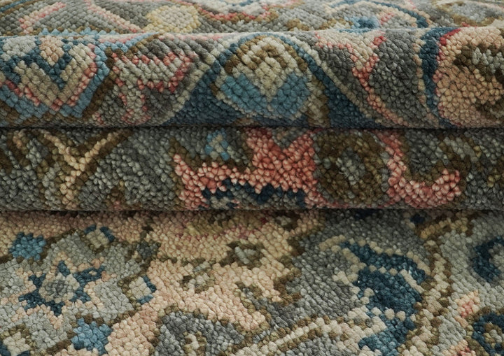 10x14 Gray, Blue, Beige Color Hand Knotted Oushak Wool Arts and Crafts Oriental Rug