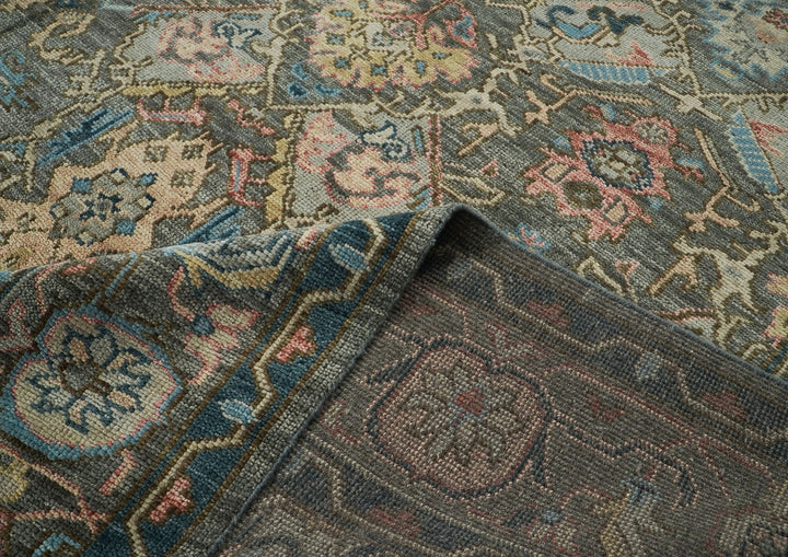 10x14 Gray, Blue, Beige Color Hand Knotted Oushak Wool Arts and Crafts Oriental Rug
