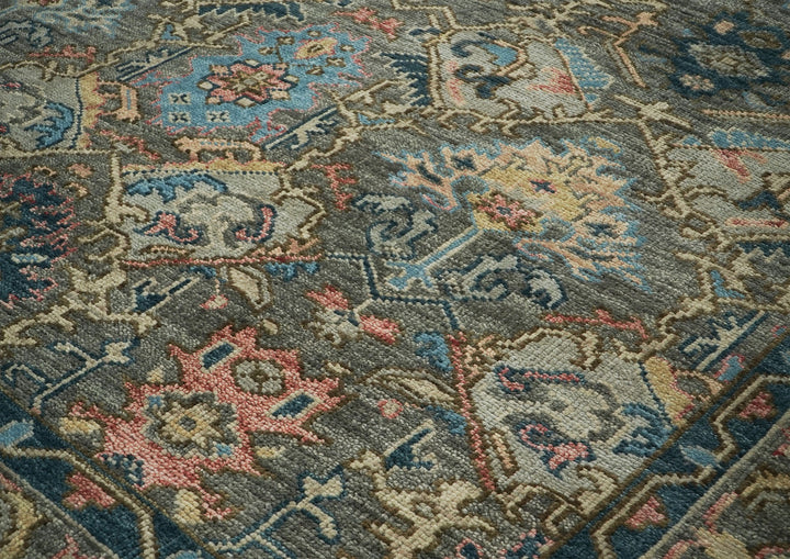 10x14 Gray, Blue, Beige Color Hand Knotted Oushak Wool Arts and Crafts Oriental Rug