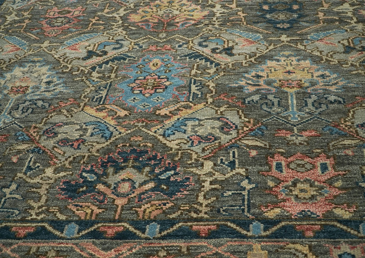 10x14 Gray, Blue, Beige Color Hand Knotted Oushak Wool Arts and Crafts Oriental Rug