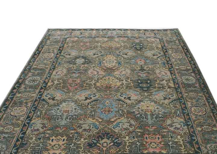 10x14 Gray, Blue, Beige Color Hand Knotted Oushak Wool Arts and Crafts Oriental Rug