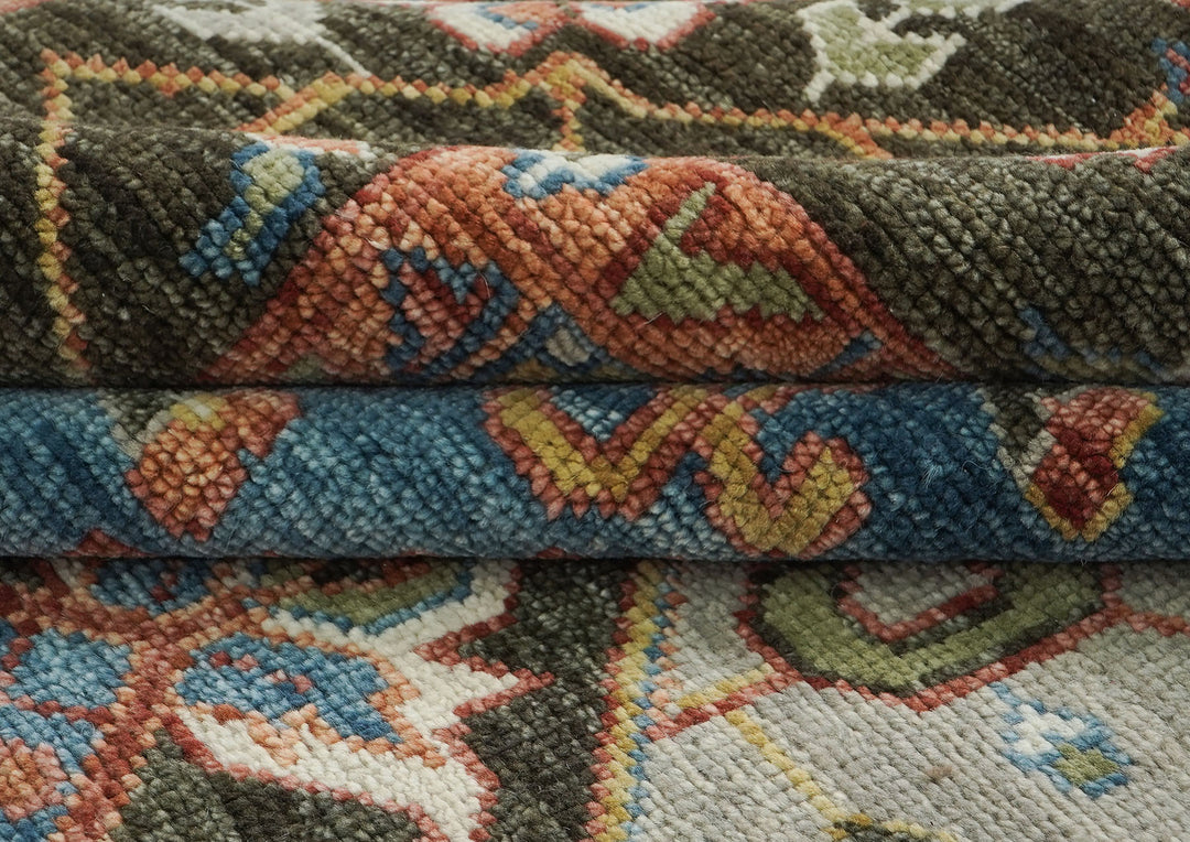 10x14 Gray, Green, Blue Color Hand Knotted Oushak Wool  Oriental Rug