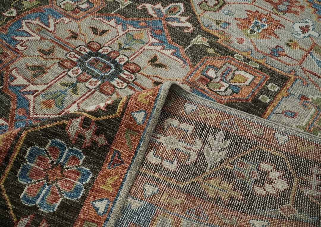 10x14 Gray, Green, Blue Color Hand Knotted Oushak Wool  Oriental Rug