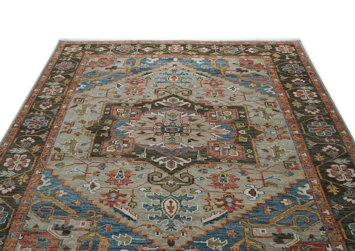 10x14 Gray, Green, Blue Color Hand Knotted Oushak Wool  Oriental Rug