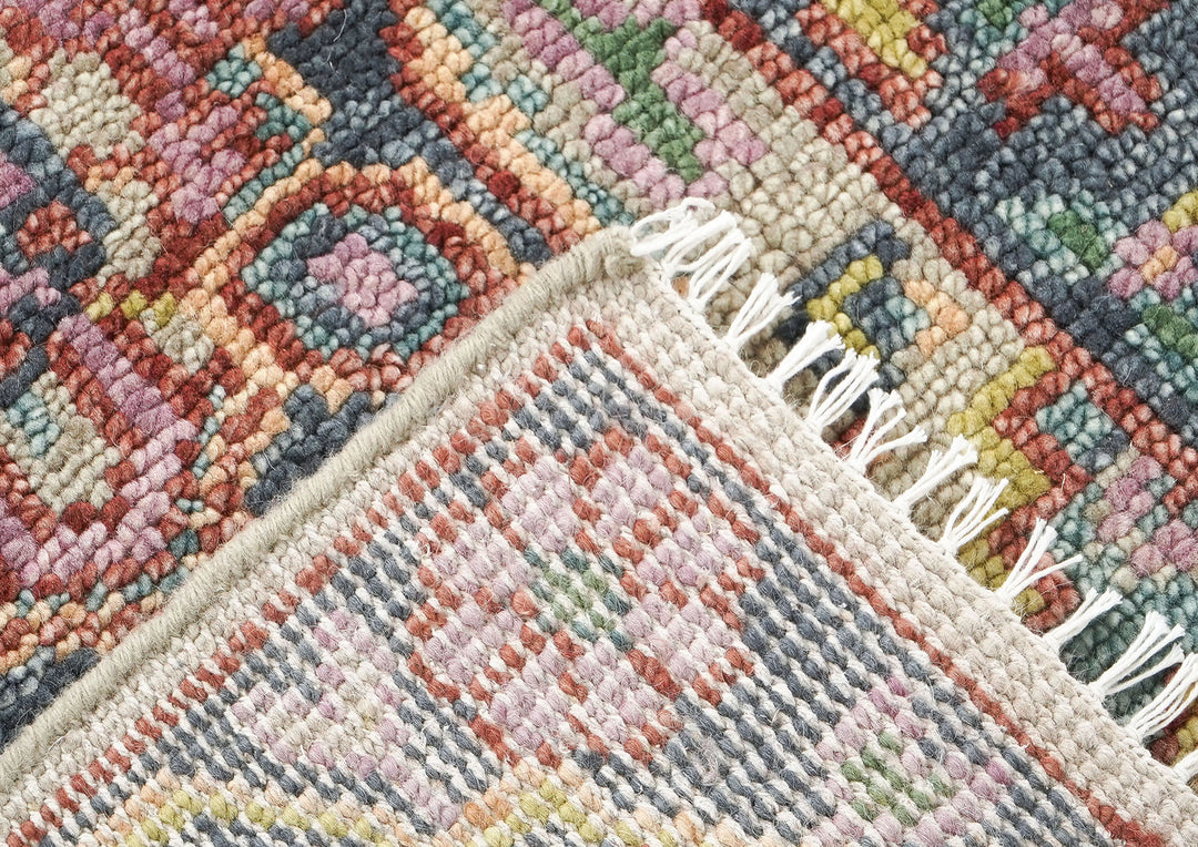 Runner Beige, Slate, Gold Color Hand Knotted Oushak Wool Traditional Oriental Rug