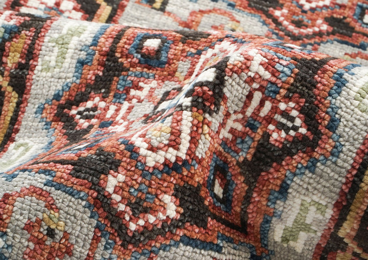 Runner Gray, Rust, Ivory Color Hand Knotted Oushak Wool Traditional Oriental Rug