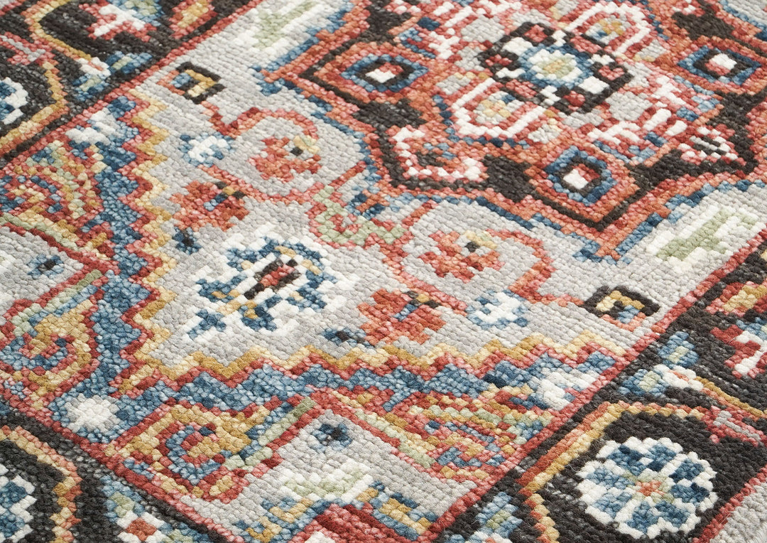 Runner Gray, Rust, Ivory Color Hand Knotted Oushak Wool Traditional Oriental Rug