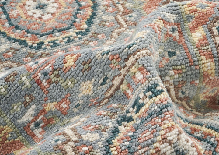 Runner Gray, Blush, Tan Color Hand Knotted Oushak Wool Traditional Oriental Rug