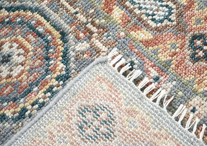 Runner Gray, Blush, Tan Color Hand Knotted Oushak Wool Traditional Oriental Rug