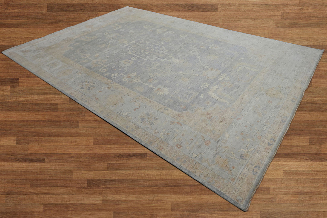 Celeste Rugs Hand Knotted Palace Gray Wool Oriental Area Rug Elegant Turkish Oushak Design.