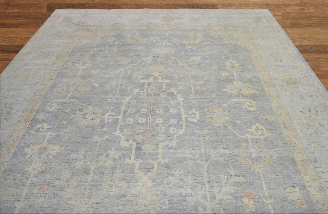 Celeste Rugs Hand Knotted Palace Gray Wool Oriental Area Rug Elegant Turkish Oushak Design.