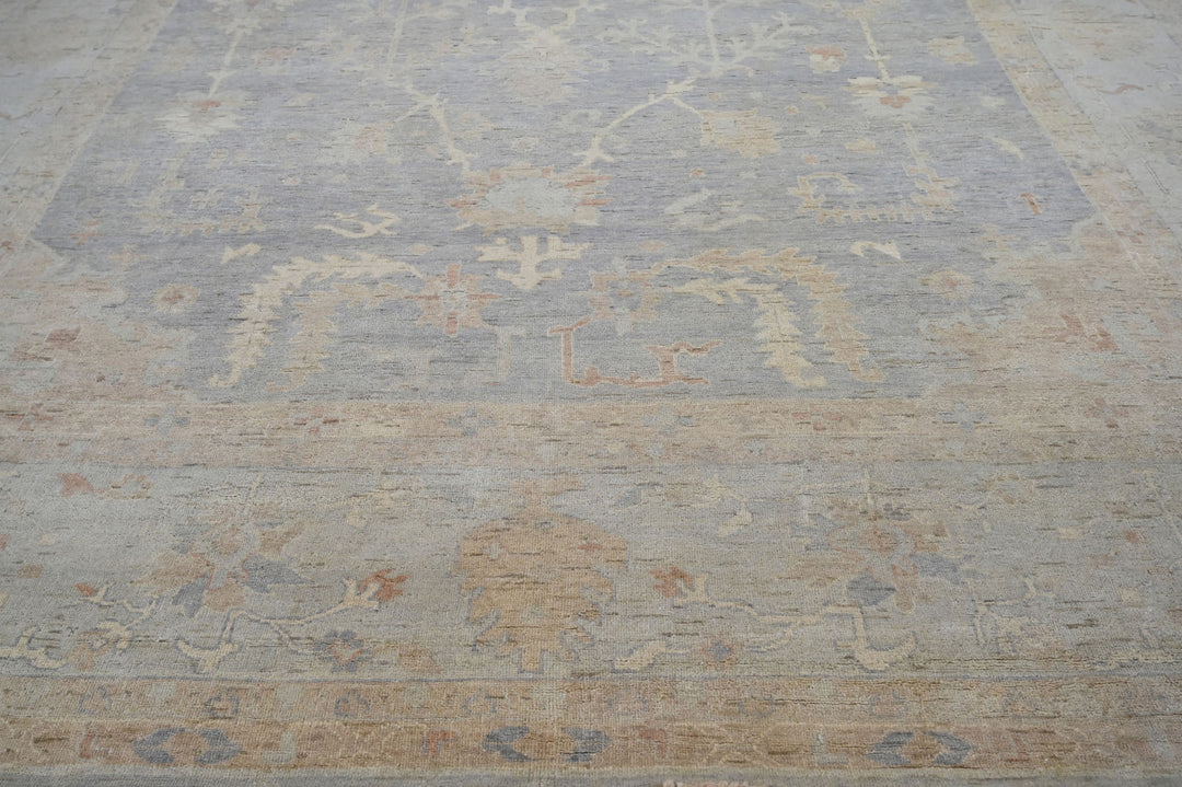 Celeste Rugs Hand Knotted Palace Gray Wool Oriental Area Rug Elegant Turkish Oushak Design.