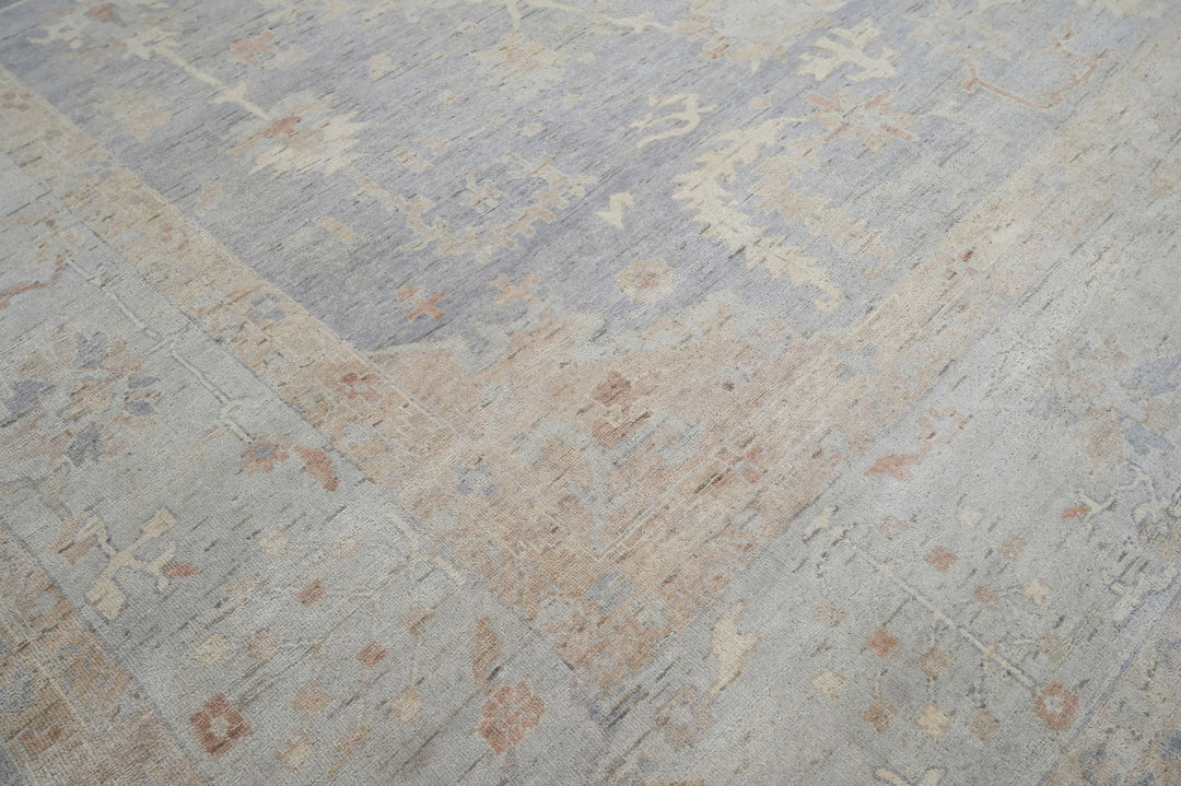 Celeste Rugs Hand Knotted Palace Gray Wool Oriental Area Rug Elegant Turkish Oushak Design.