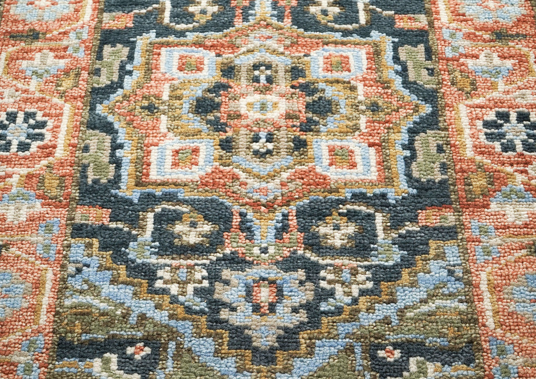 Runner Slate, Blush, Sage Color Hand Knotted Oushak Wool Traditional Oriental Rug