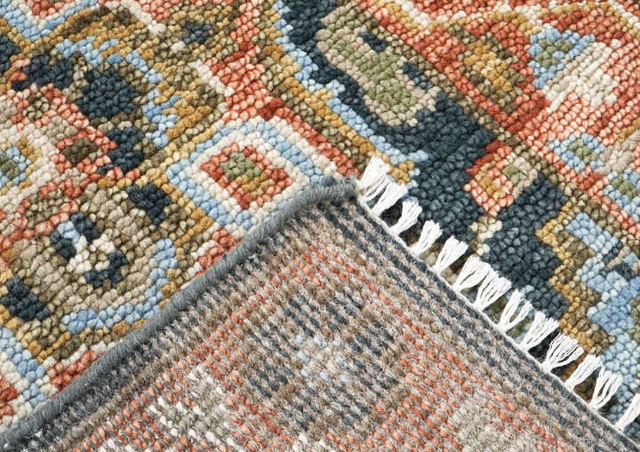 Runner Slate, Blush, Sage Color Hand Knotted Oushak Wool Traditional Oriental Rug