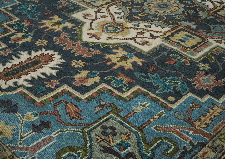 10x14 Blue, Ivory, Beige Color Hand Knotted Oushak Wool  Oriental Rug