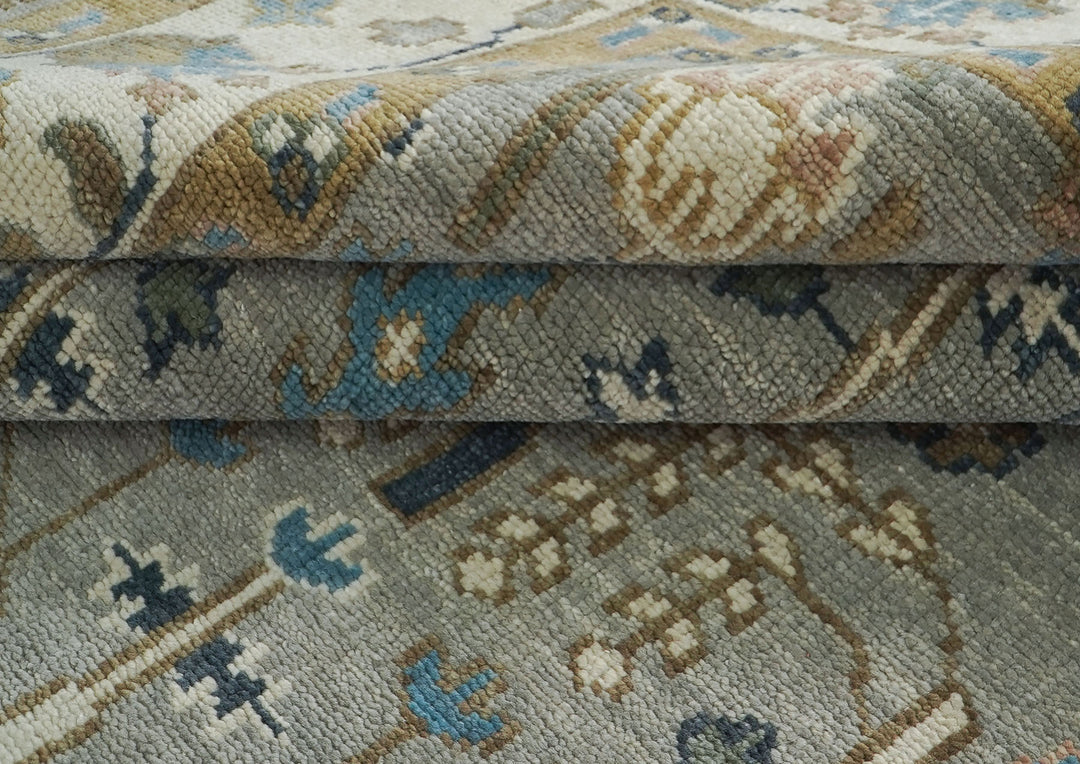 10x14 Taupe, Gray, Beige Color Hand Knotted Oushak Wool Transitional Oriental Rug