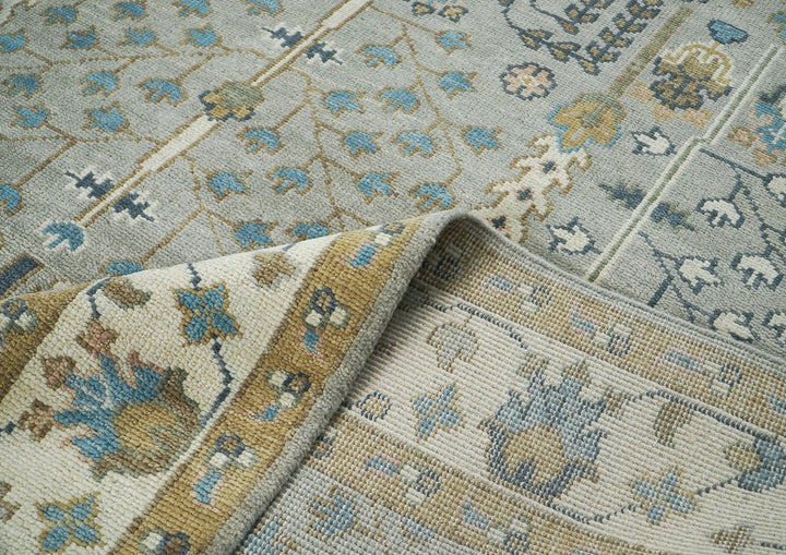 10x14 Taupe, Gray, Beige Color Hand Knotted Oushak Wool Transitional Oriental Rug