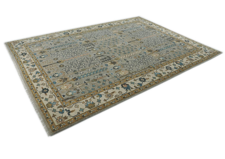 10x14 Taupe, Gray, Beige Color Hand Knotted Oushak Wool Transitional Oriental Rug