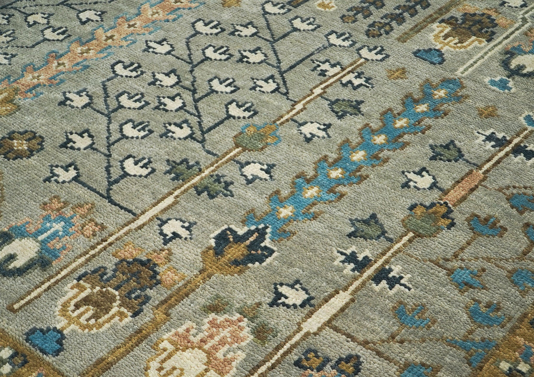 10x14 Taupe, Gray, Beige Color Hand Knotted Oushak Wool Transitional Oriental Rug